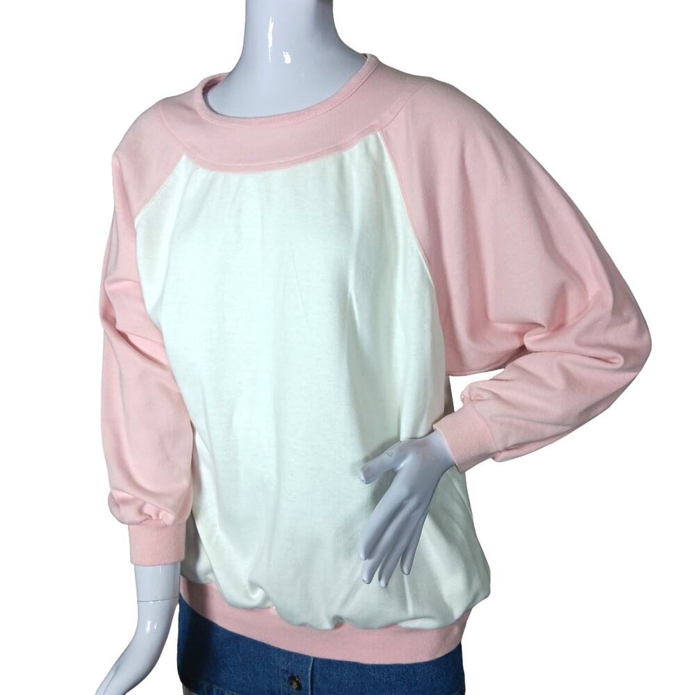 Vintage 90's Aileen.Too Raglan Sweatshirt Size 16W Pastel Pink & White Crewneck